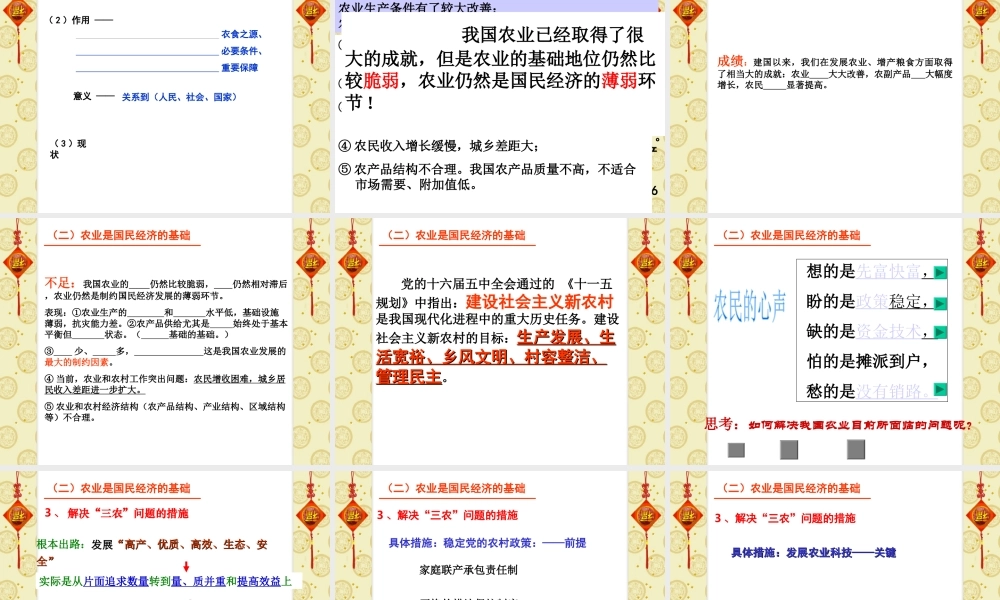 高考一轮复习 三农问题