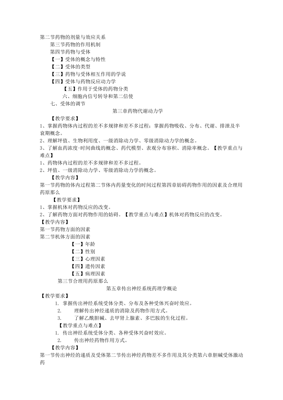 (药理学)课程教学大纲_第2页