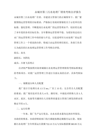 污水处理厂自评报告