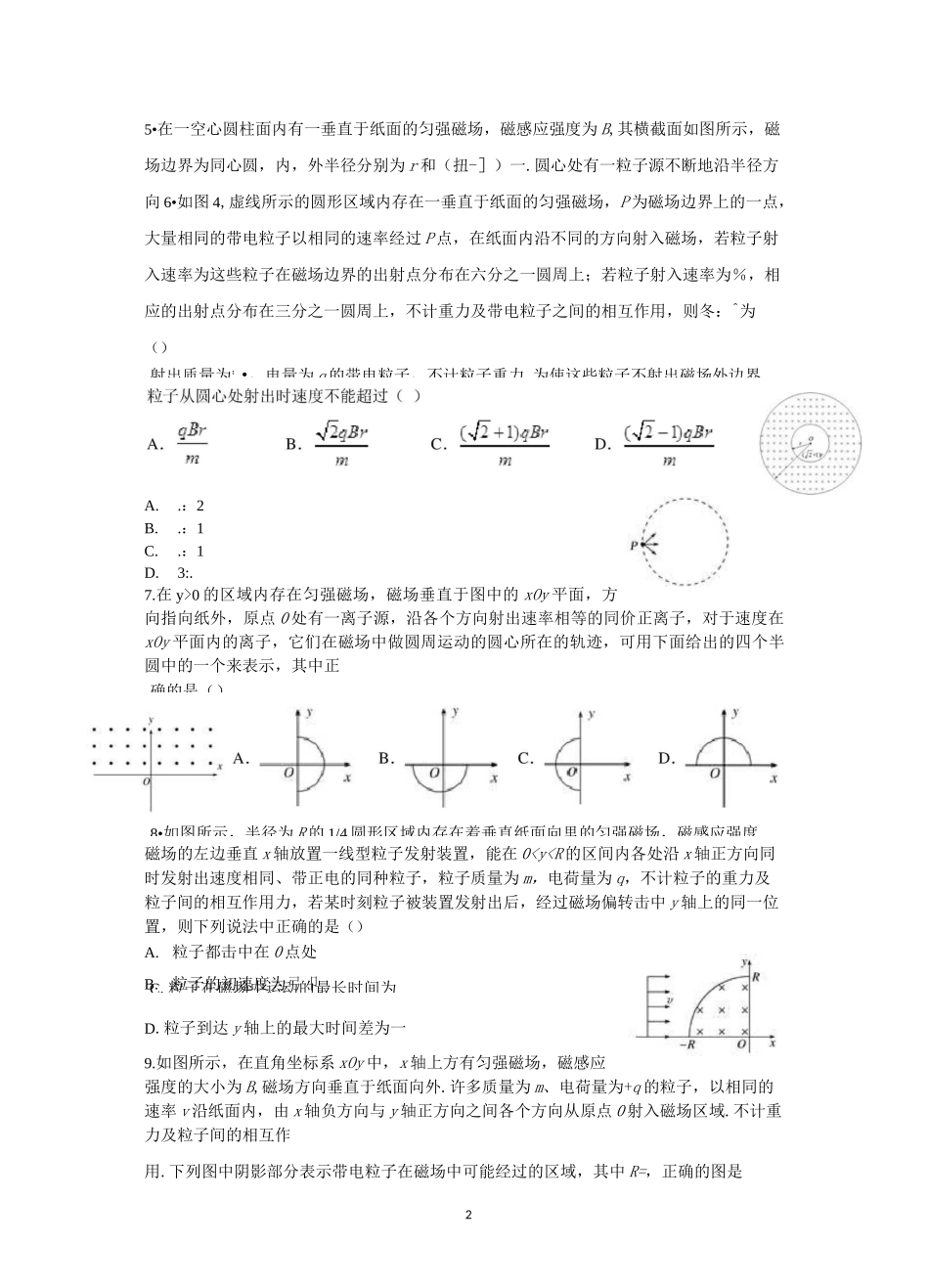 专题训练：带电粒子在磁场中的运动——动态圆问题_第2页