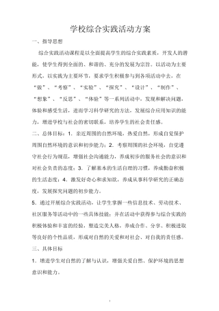 学校综合实践活动方案
