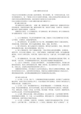 五脏六腑相互表里关系