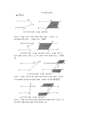人教版七年级下册第五章平行线性质的四大模型(子弹头  猪蹄 甩鼻涕 X射线)