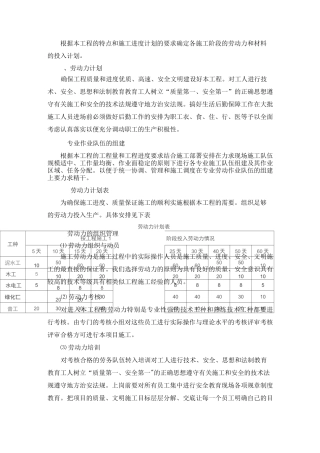 劳力、材料供应计划