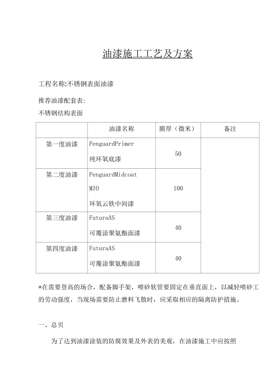 不锈钢表面油漆施工工艺_第1页