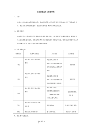 租金费用收缴流程和预警制度全