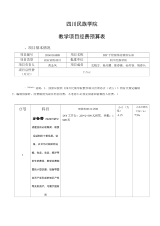 项目经费预算表