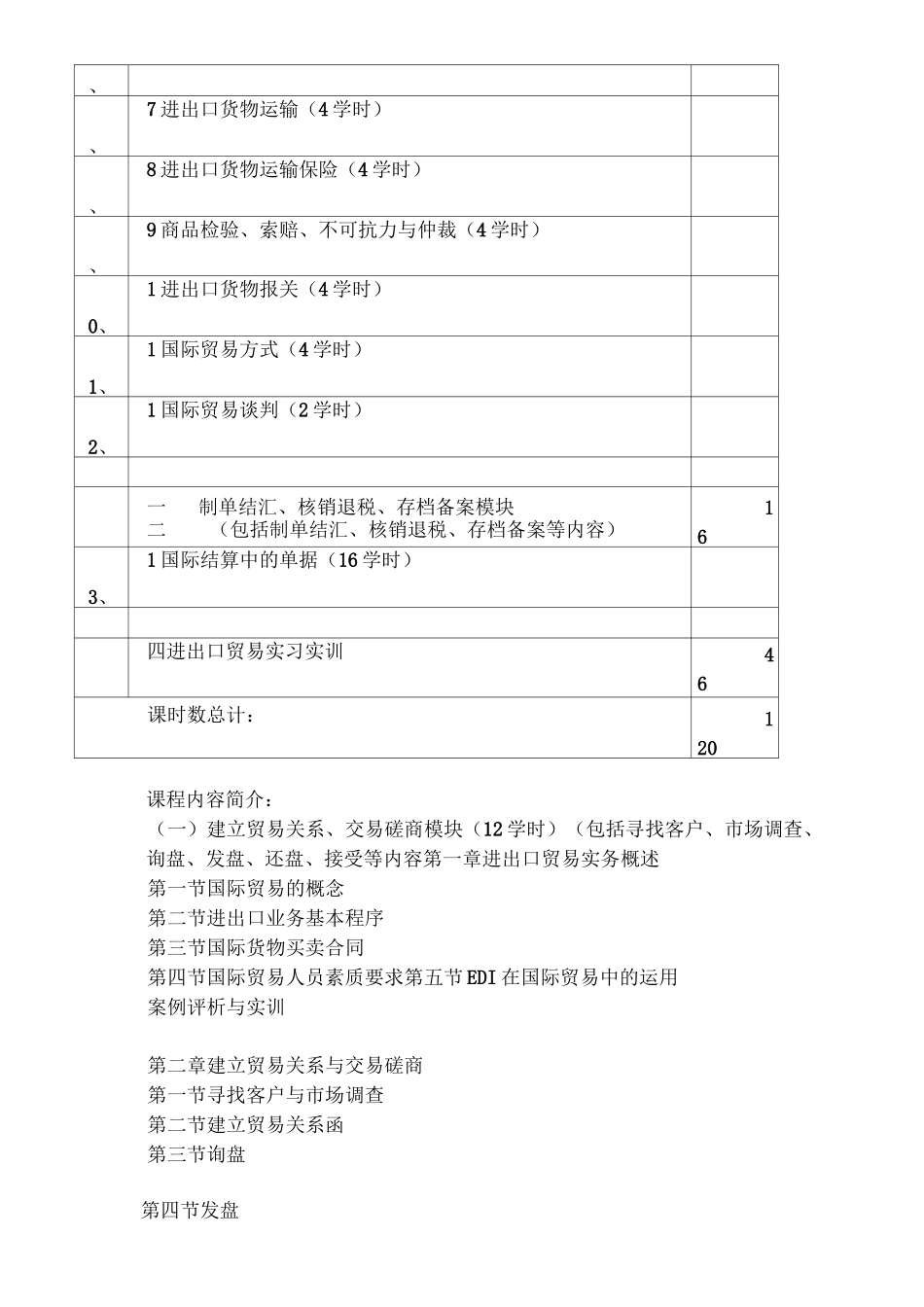 进出口贸易实务教学大纲_第3页