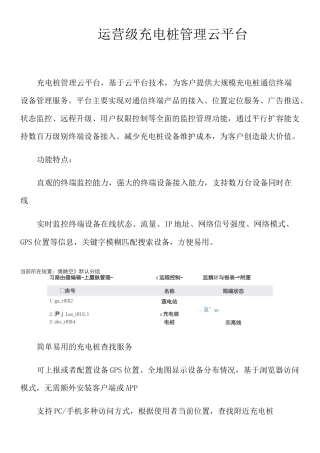 运营级充电桩管理云平台