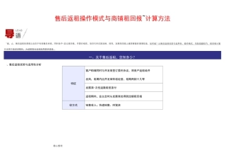 售后返租操作模式和商铺租金回报率计算方法