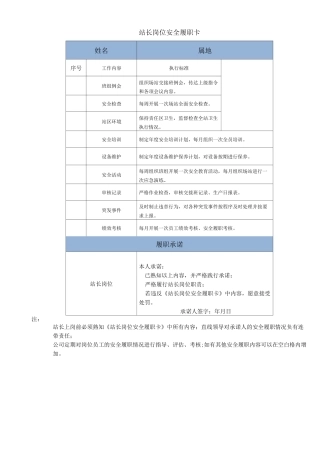 加气站标准站安全履职卡
