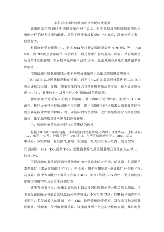 非肌层浸润性膀胱癌的诊治现状及进展