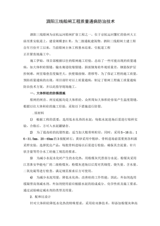 船闸工程质量通病防治技术方案2