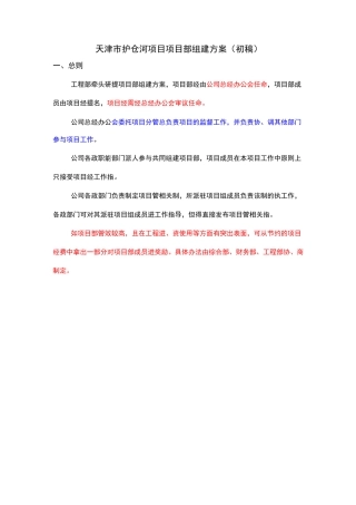 项目部组建方案(建议)