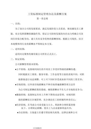 某传媒公司薪酬方案