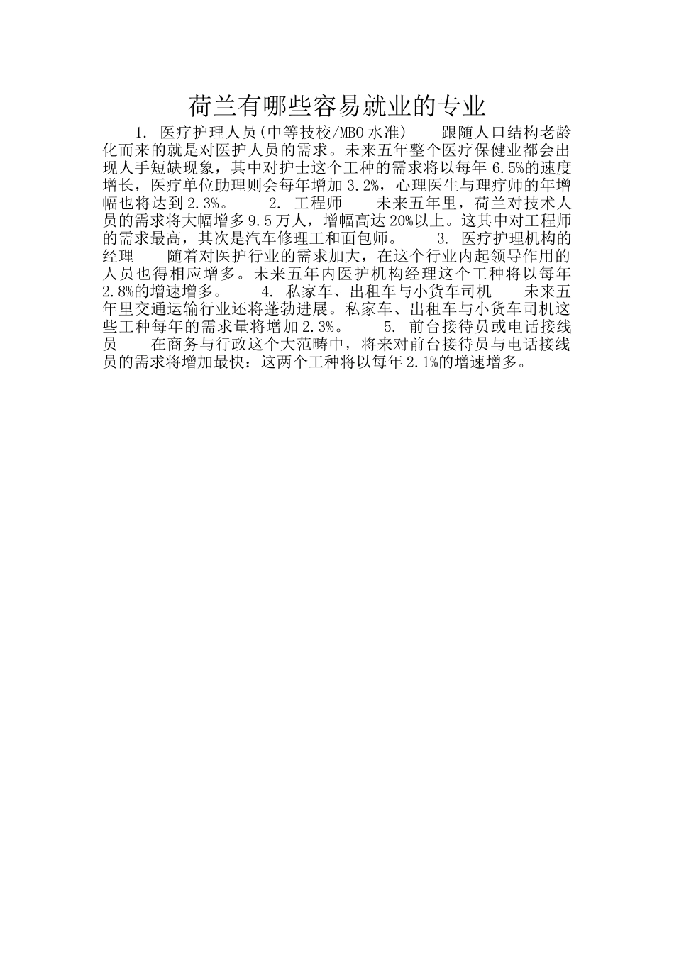 荷兰有哪些容易就业的专业_第1页