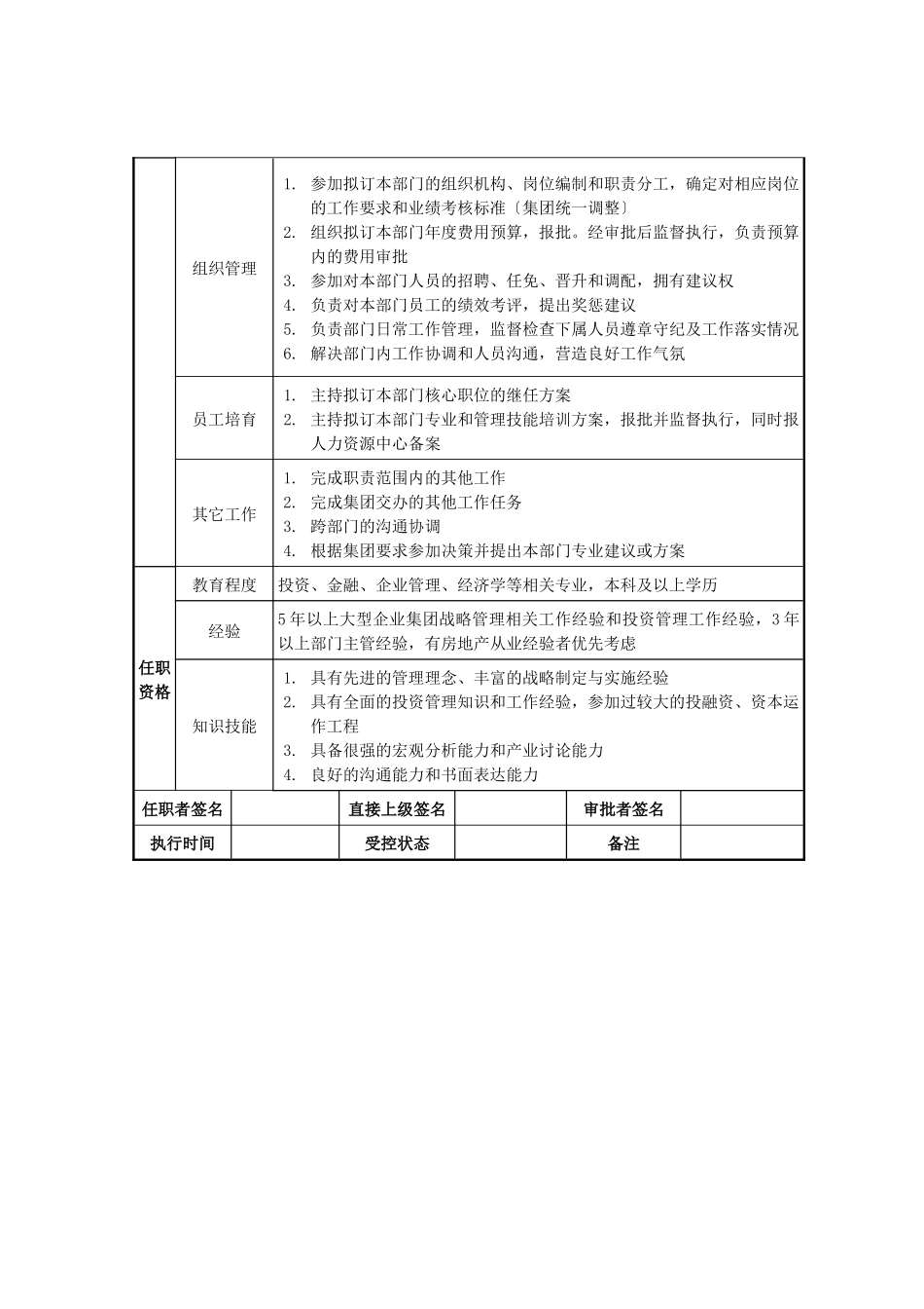 莱茵达公司战略发展部经理职位说明书_第2页