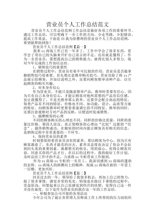 营业员个人工作总结范文