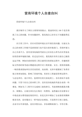 营商环境个人自查自纠