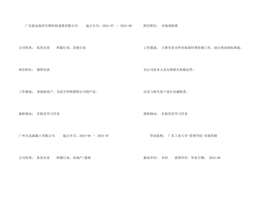 营销企划人员毕业生专业简历_第2页