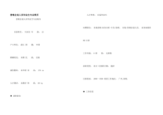 营销企划人员毕业生专业简历