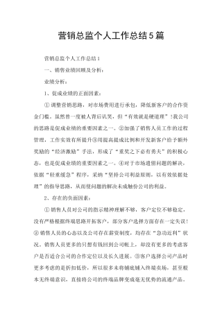 营销总监个人工作总结5篇