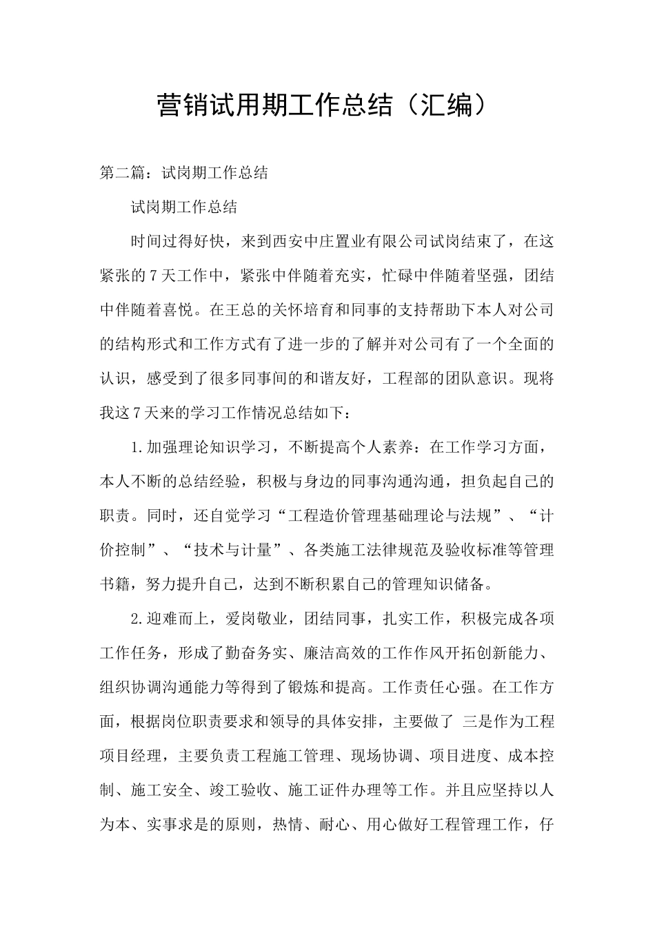营销试用期工作总结_第1页