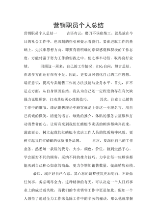营销职员个人总结