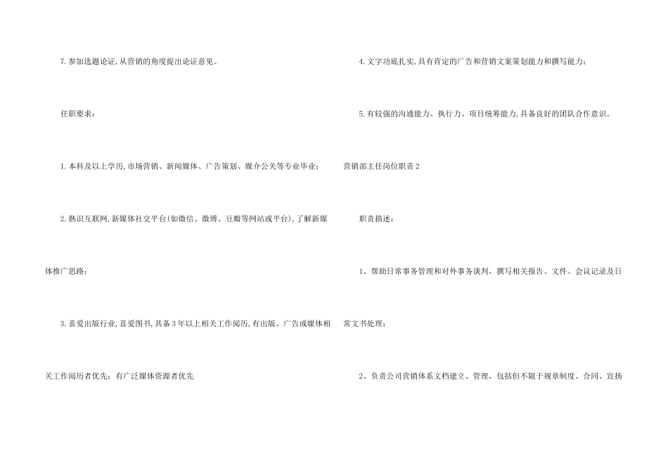 营销部主任岗位职责_第2页