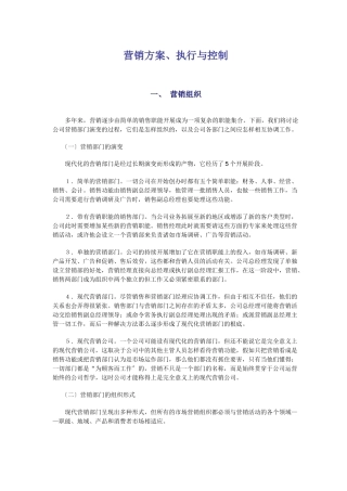 营销计划执行与控制