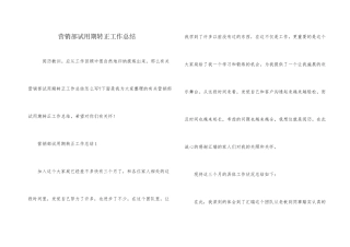 营销部试用期转正工作总结