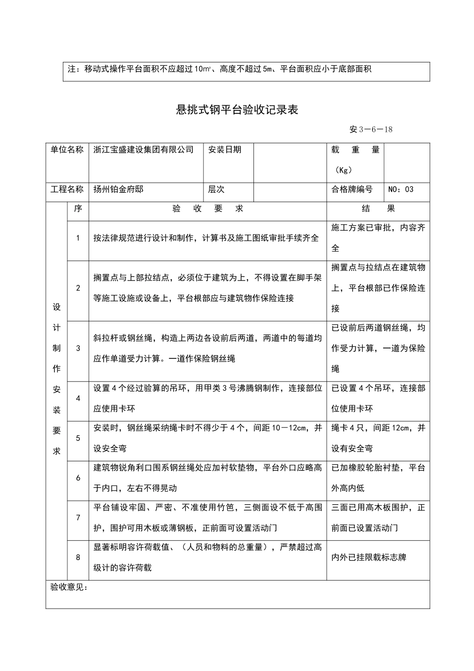 落地操作平台搭设验收记录表_第2页