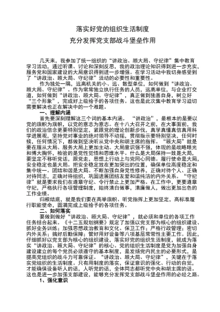 落实好组织生活制度