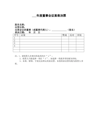 董事会表决票模板