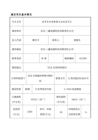 蓄电池环境影响评价报告表