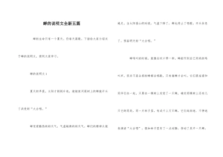 蝉的说明文全新五篇