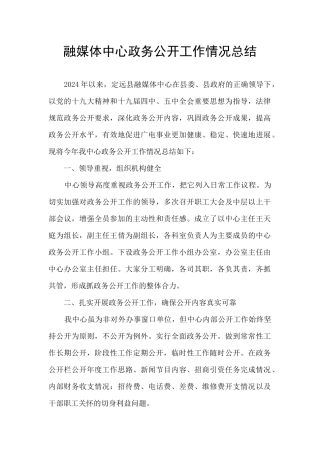 融媒体中心政务公开工作情况总结
