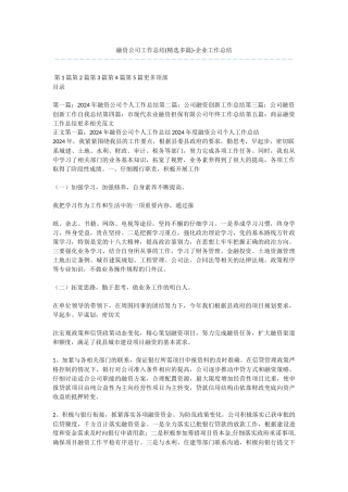 融资公司工作总结