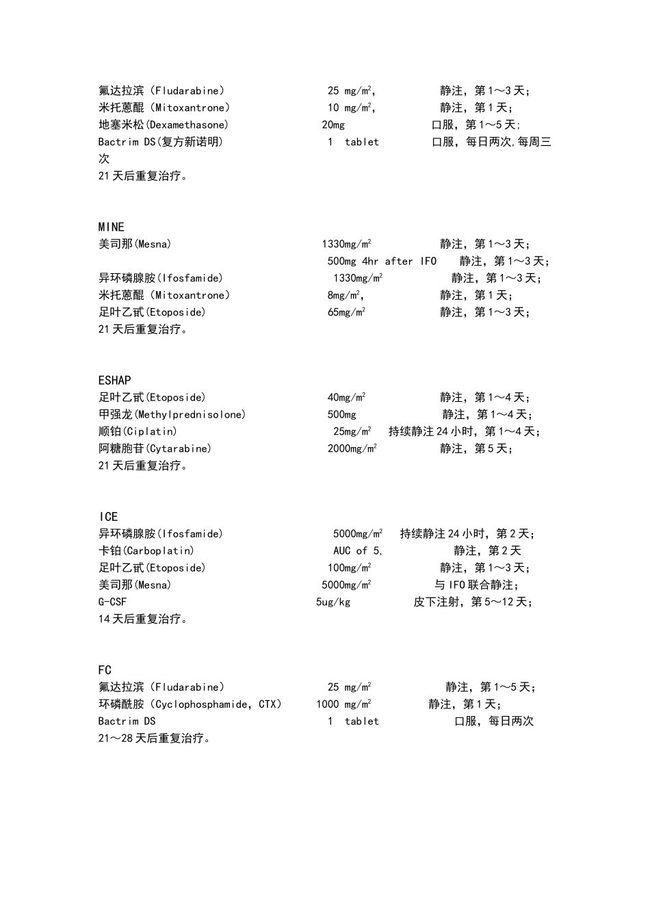 血液科常用化疗方案_第2页
