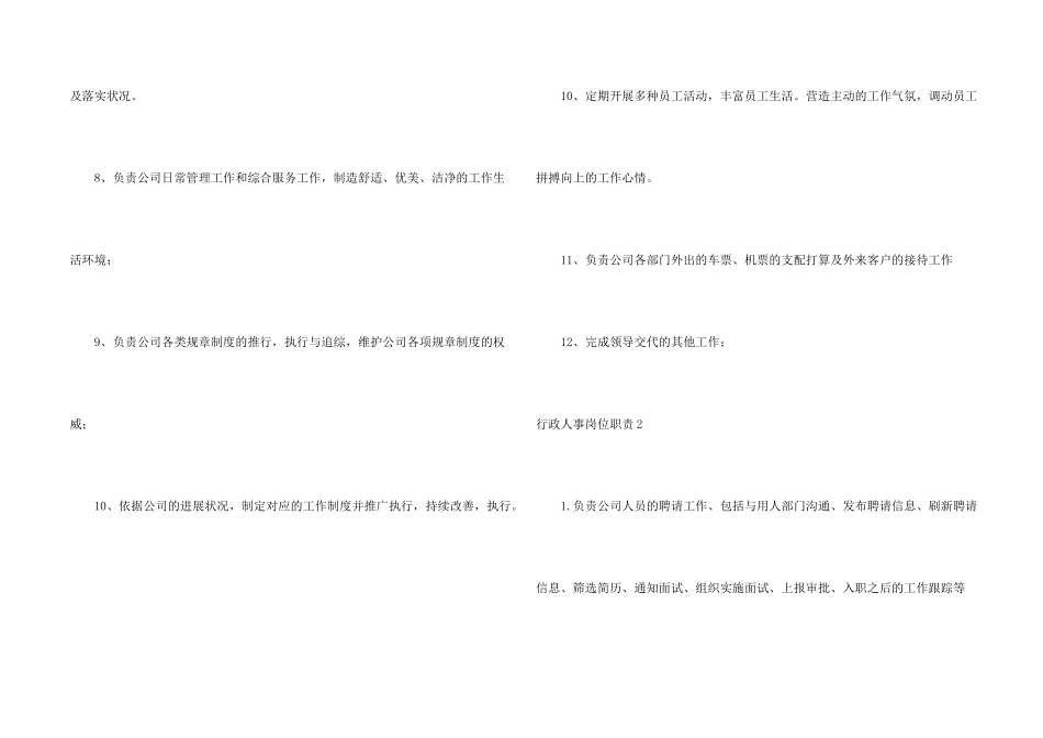 行政人事岗位职责15篇_第2页