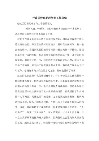行政区经理助理年终工作总结