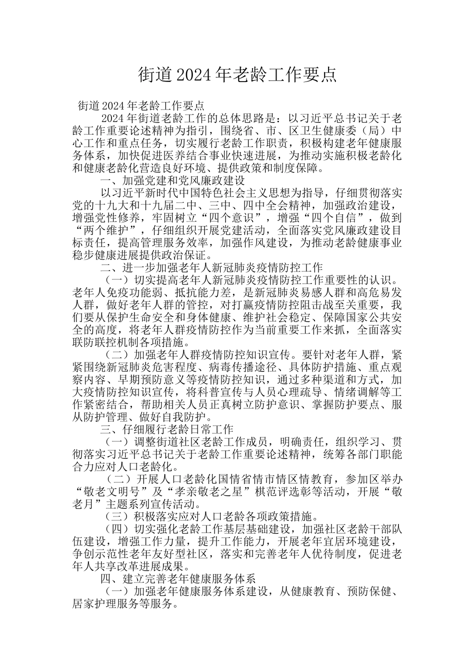 街道2024年老龄工作要点_第1页