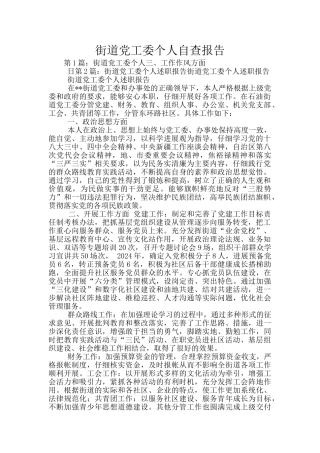 街道党工委个人自查报告