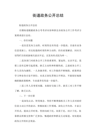 街道政务公开总结