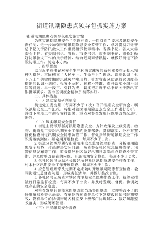 街道汛期隐患点领导包抓实施方案