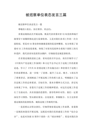 被巡察单位表态发言三篇