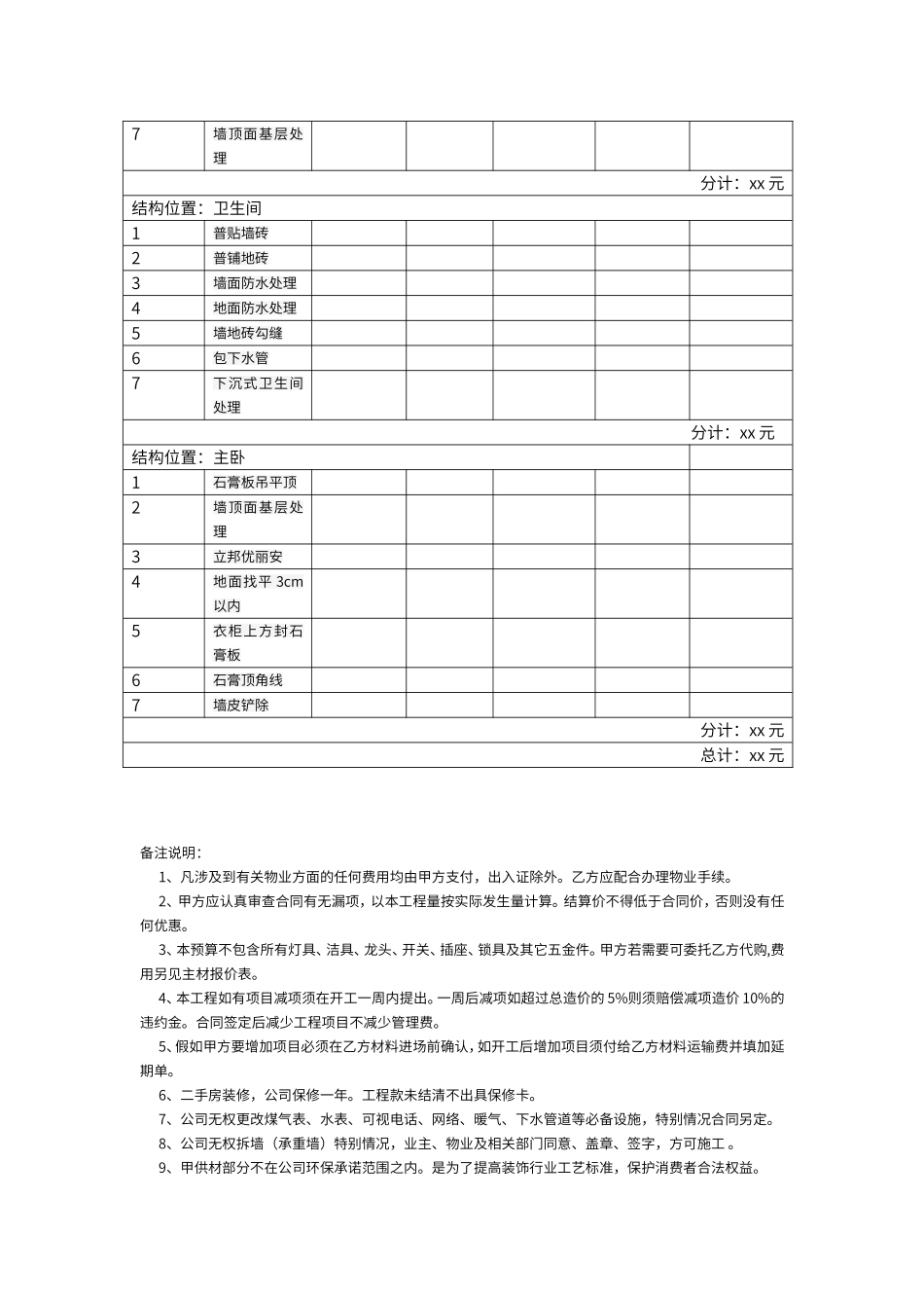 装修预算报价表样本_第2页