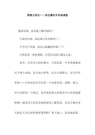 西北摩托车市场调查