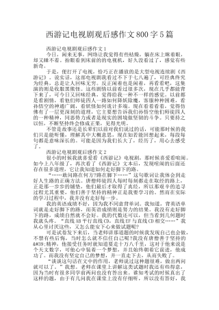 西游记电视剧观后感作文800字5篇