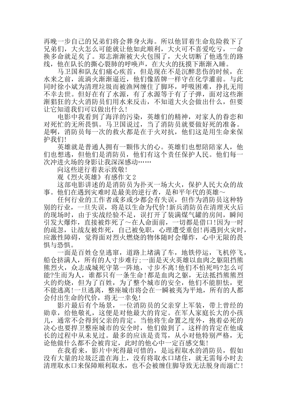观《烈火英雄》有感作文800字5篇_第2页
